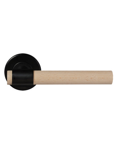 Manilla de puerta en madera de haya natural barnizada y negra - Iraty
