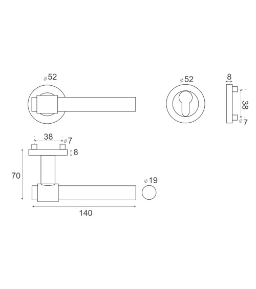 Manilla de puerta en madera de haya natural barnizada e inox - Iraty