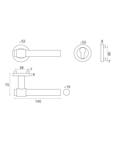 Tirador de puerta en madera de haya natural barnizada e inox - Iraty