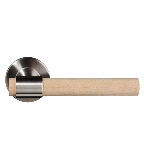Manilla de puerta en madera de haya natural barnizada e inox - Iraty