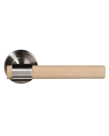 Manilla de puerta en madera de haya natural barnizada e inox - Iraty