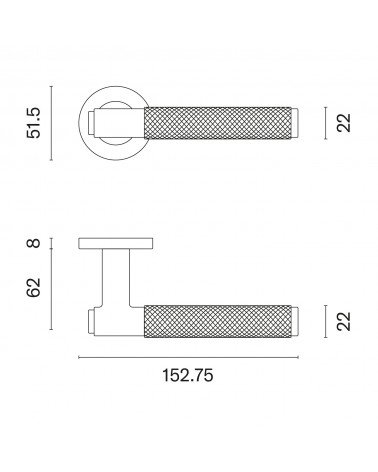 Tirador de puerta OVAL 1741 con dimensiones