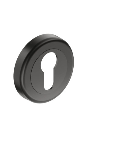 Escudo de puerta llave i negro CO R OB tirador de diseño vista inclinada