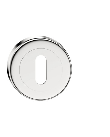 Escudo de puerta llave L cromo pulido CO R OB tirador de diseño vista de frente