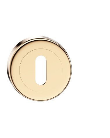 Escudo de puerta llave L oro pulido CO R OB tirador de diseño vista de frente