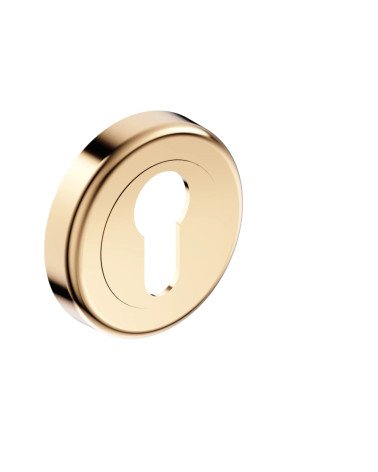 Escudo de puerta llave i oro pulido CO R OB tirador de diseño vista inclinada