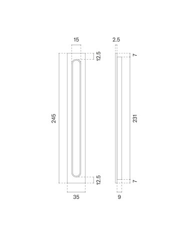 Tirador de puerta corredera APRILE HD 239 con dimensiones