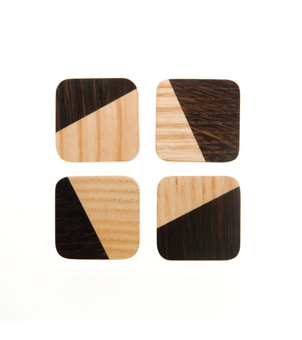 Botón de mueble de madera bicolor cuadrado Just 2