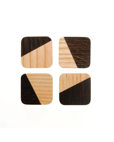 Botón de mueble de madera bicolor cuadrado Just 2