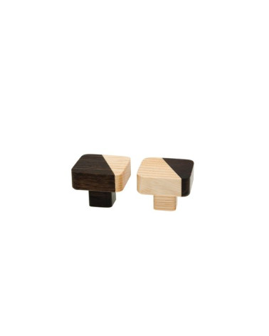 Pomo de mueble de madera bicolor cuadrado Just 2