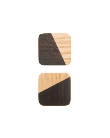 Pomo de mueble de madera bicolor cuadrado Just 2