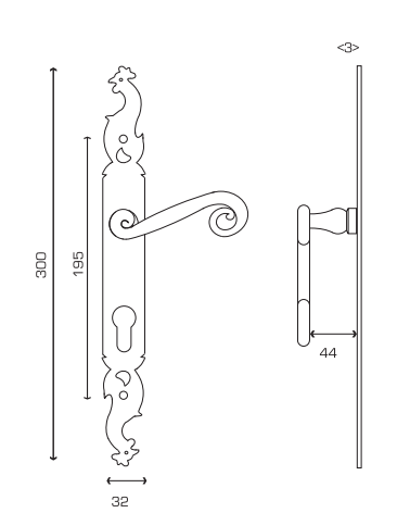 Dimensiones de los tiradores de puertas en hierro negro - Coq