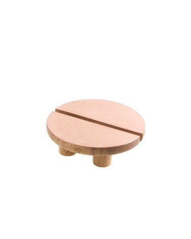 Tirador de mueble circular de madera y cobre