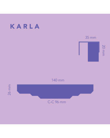 Tirador de mueble de latón KARLA LACK con dimensiones