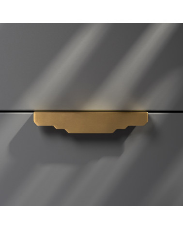 Tirador de mueble de latón KARLA LACK tirador de diseño fijado horizontalmente sobre un fondo