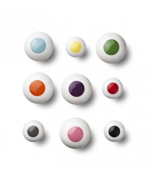Tirador de mueble Anne Black Dot de color amarillo - tamaño 30x30mm