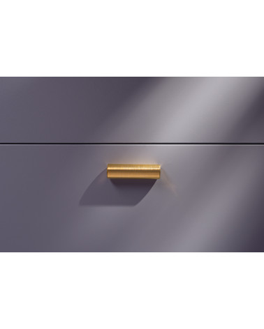 Tirador de mueble de latón SIV M tirador de diseño vista de frente montado en un mueble