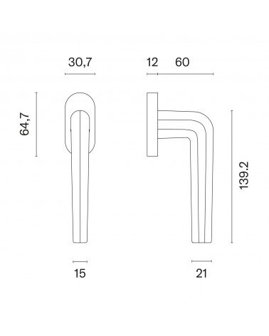 Manilla de ventana FUNKIA con dimensiones