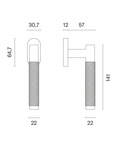 Tirador de ventana MOLINIA con dimensiones