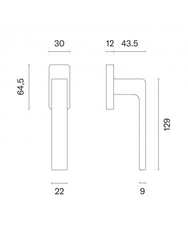 Manecilla de ventana SULLA con dimensiones