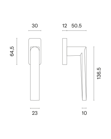 Manilla de ventana ADANA con dimensiones