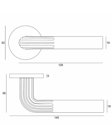 Manilla de puerta Frella con dimensiones