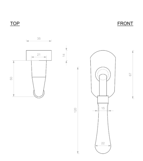Manilla de VENTANA en hierro 1200 R - diseño de manilla