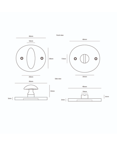 Roseta de puerta CDF llave WC-326 robusta y estética - MillaPoignées