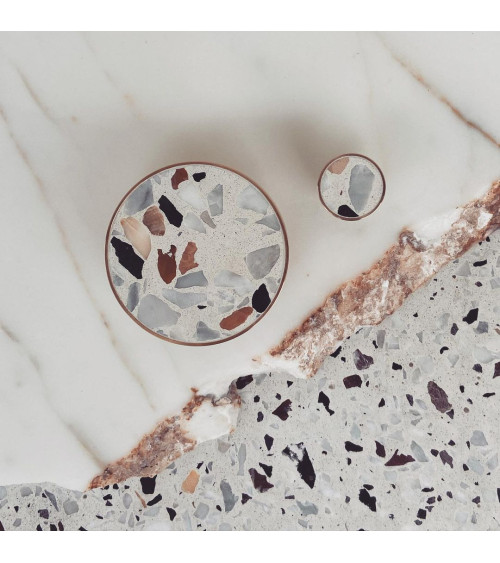 Botón de mueble en latón y Terrazzo tirador de diseño