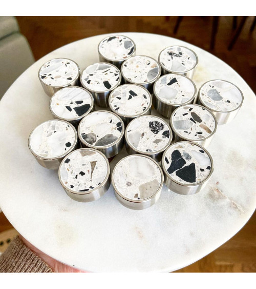 Botón de mueble en latón y Terrazzo tirador de diseño