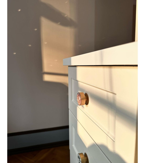 Botón de mueble en latón y Pink Terrazzo tirador de diseño modelo grande