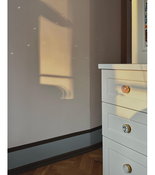 Botón de mueble en latón y Pink Terrazzo tirador de diseño modelo grande