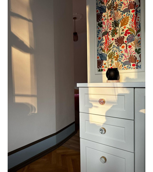 Botón de mueble en latón y Pink Terrazzo tirador de diseño modelo grande