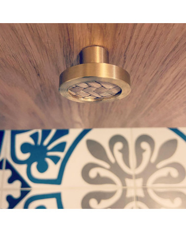 Botón de mueble en latón y herbarios marinos tirador design visto desde arriba