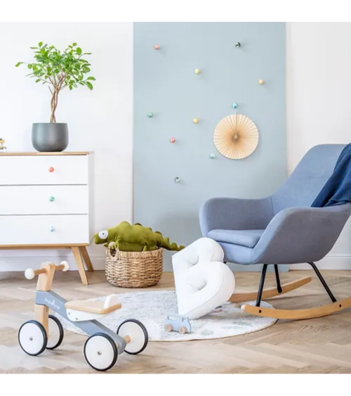 Botón de mueble en madera de haya berenjena tirador de diseño
