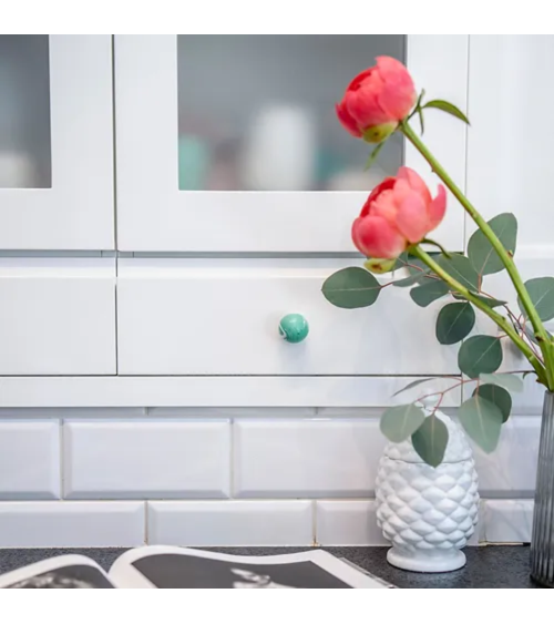 Botón de mueble de madera de haya verde intenso, tirador de diseño