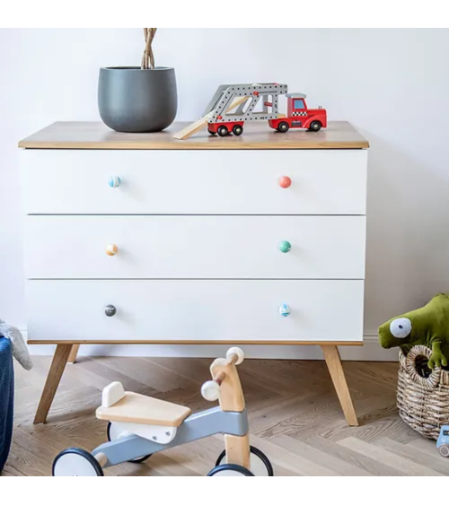 Botón de mueble de madera de haya verde intenso, tirador de diseño