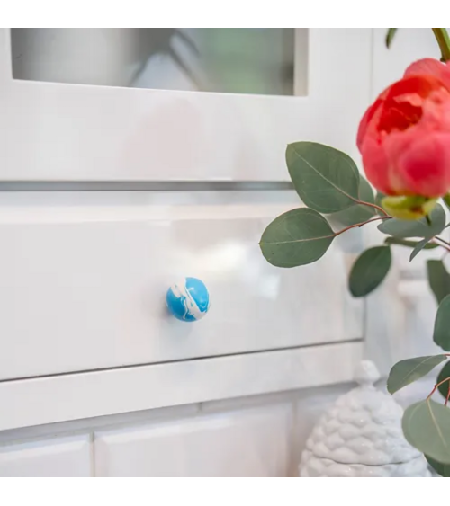 Botón de mueble de madera de haya Azul Azur tirador de diseño