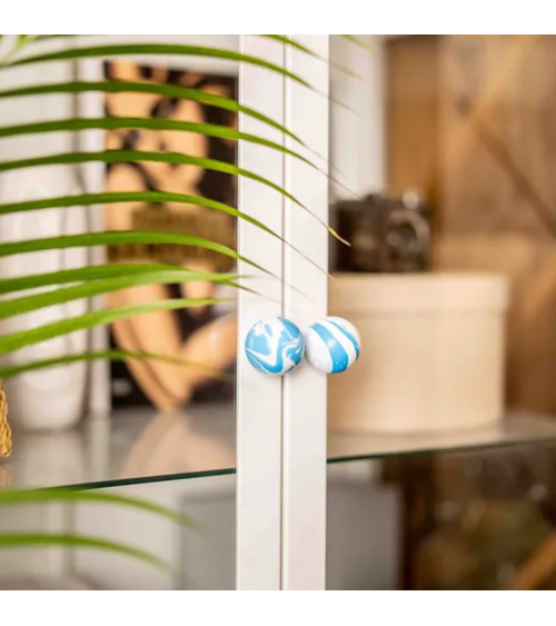 Botón de mueble de madera de haya Azul Azur tirador de diseño