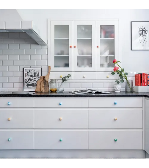 Botón de mueble de madera de haya Azul Azur tirador de diseño