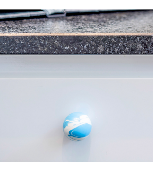 Botón de mueble de madera de haya Azul Azur tirador de diseño