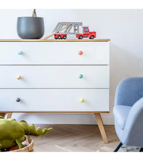 Botón de mueble de madera de haya rosa taupe, tirador de diseño