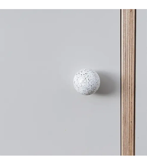 Botón de mueble en madera de haya blanco/negro Mélange tirador de diseño