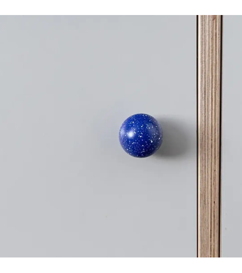 Botón de mueble de madera de haya Azul oscuro/blanco Mezcla tirador de diseño