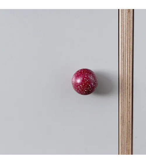 Botón de mueble de madera de haya rojo vino/blanco Mezcla tirador de diseño