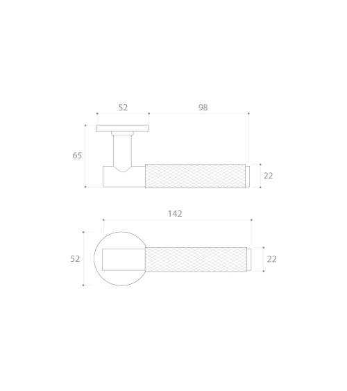 Dúo asimétrico tirador y botón de puerta texturizado oro mate Time tirador de diseño alineados horizontalmente