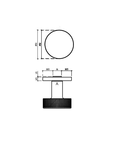 Botón de puerta TUJA con dimensiones