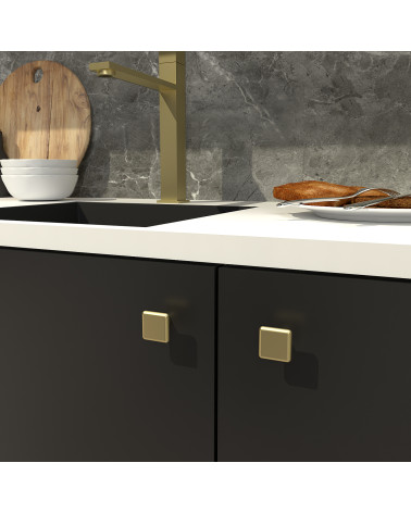 Botón de mueble oro mate NOX tirador de diseño fijado en un mueble