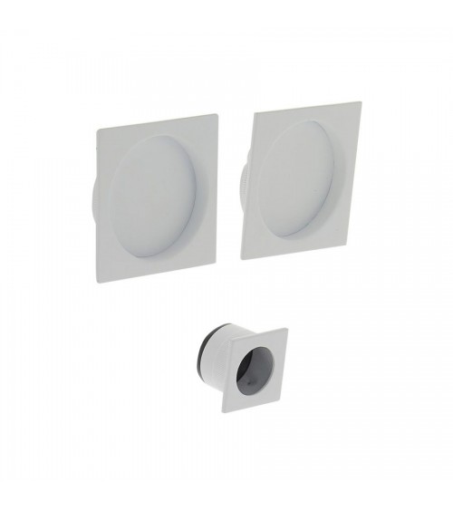 Maneta cazoleta blanca empotrada cuadrada, para puerta corredera, con tirador - diseño