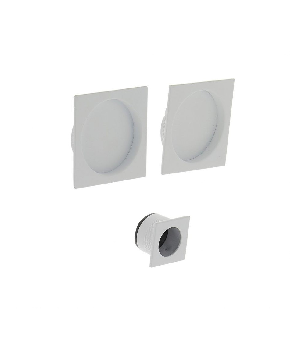 Maneta cazoleta blanca empotrada cuadrada, para puerta corredera, con tirador - diseño